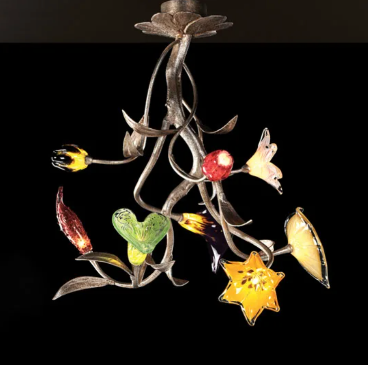 80's Designer Glass Floral Chandelier by Bela Iguazu chandelier CANDID HOME