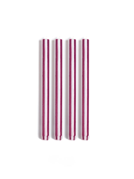 Striped Dinner Candles by Yod and Co. Candles yod and co Aubergine + White