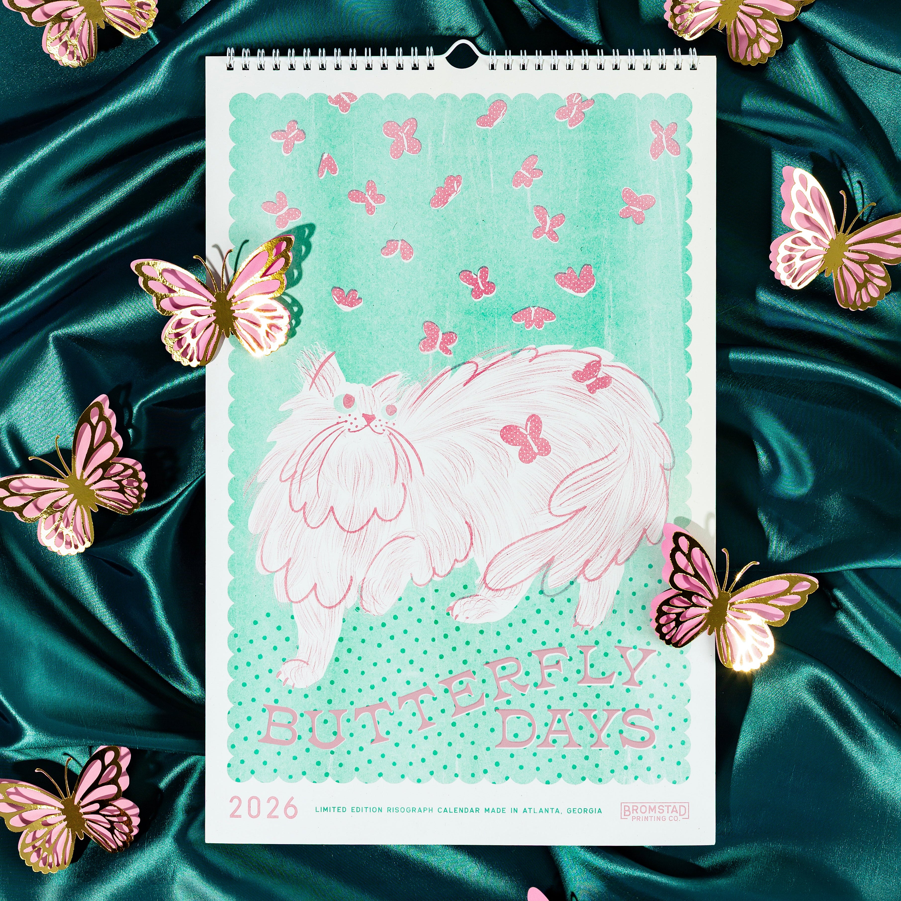 2026 Risograph Wall Calendar - Butterfly Days by Bromstad Printing Co Calendars, Organizers & Planners bromstad