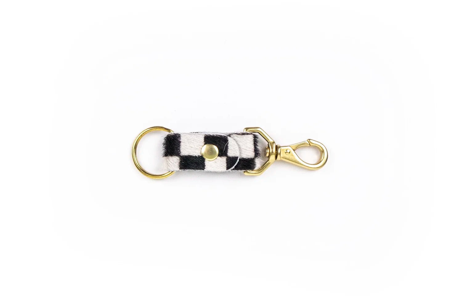 Leather + Hide Keychains by Primecut keychain PRIMECUT B + W Checkered Cowhide