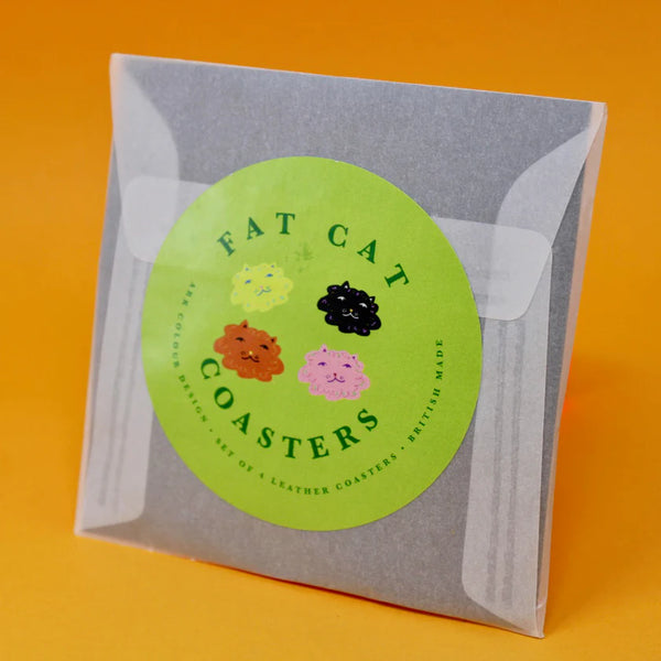 Fat Cat Leather Coasters by Ark Colour Design — Set of 4 kitchen > Coasters > best housewarming gifts > good > housewarming gifts > house warming > housewarming gift ideas > housewarming gifts for couples > new home gift ideas > new home gifts > sustainable gifts Ark Colour Design   