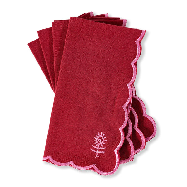 Icon Linen Dinner Napkins - Set of 6- by Furbish Studio napkins furbish WINE + PINK