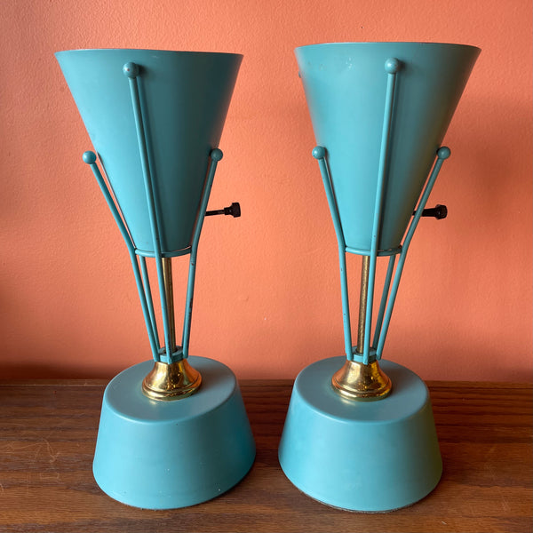 1960’s Atomic Metal Table Lamps - A Pair Lamps CANDID HOME   