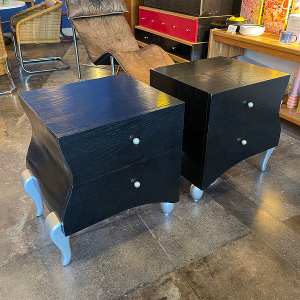 Postmodern Wooden Nightstands - A Pair  CANDID HOME   