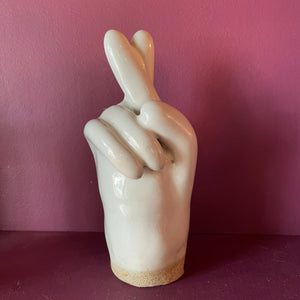 Dorien Garry "Hope" Ceramic Hand Sculpture Sculpture CANDID HOME OPALESCENT WHITE  
