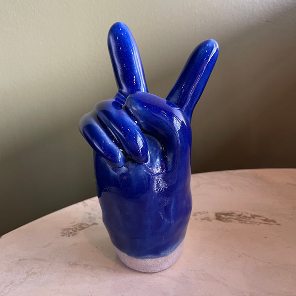 Dorien Garry "Peace" Ceramic Hand Sculpture Sculpture dorien garry COBALT BLUE  