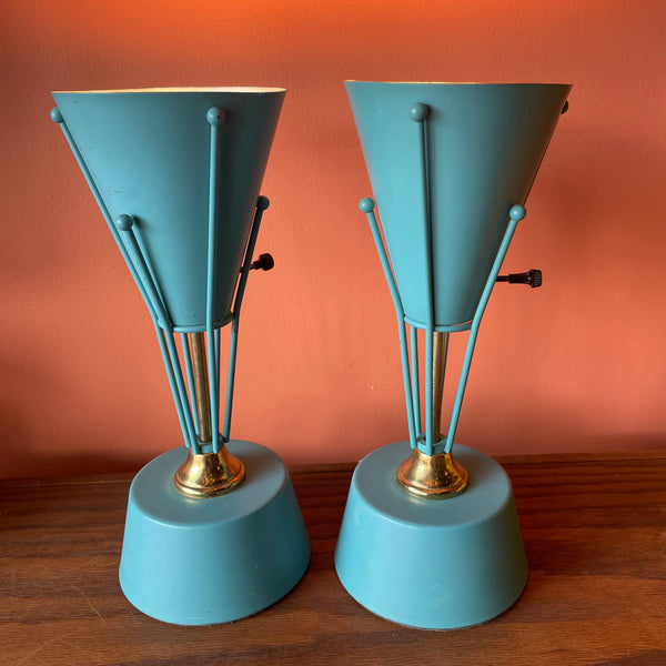 1960’s Atomic Metal Table Lamps - A Pair Lamps CANDID HOME   