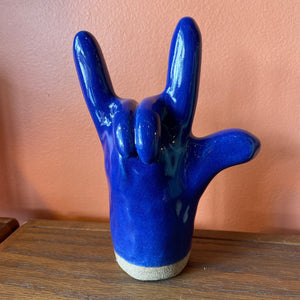 Dorien Garry "Love" Ceramic Hand Sculpture Sculpture CANDID HOME COBALT BLUE  