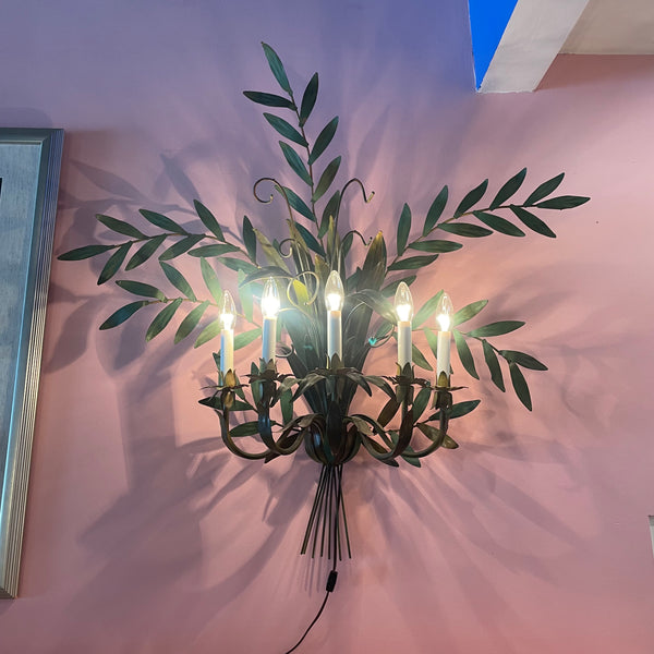 Vintage Tole Plant Leaf Sconce Lighting CANDID HOME   