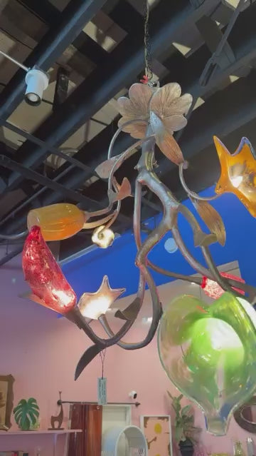 80's Designer Glass Floral Chandelier by Bela Iguazu chandelier CANDID HOME