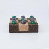 Tic Tac Toe Set by Capra Designs games Capra Designs Green Agate + Amythest