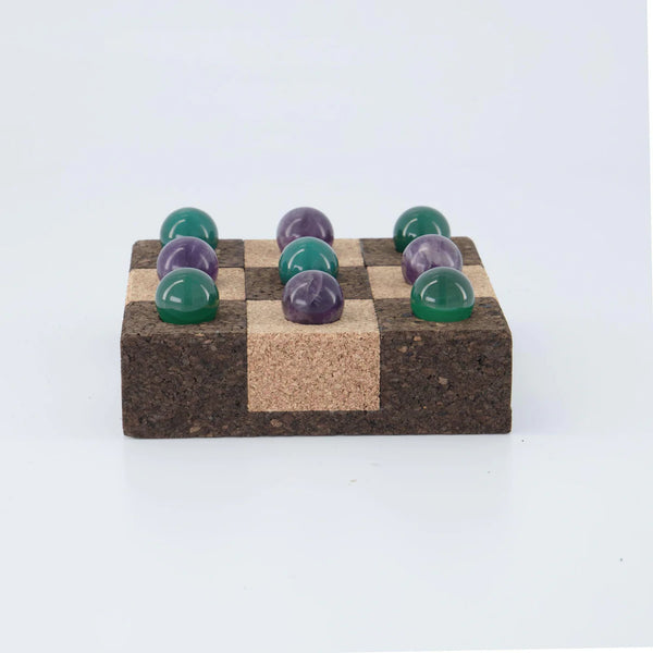 Tic Tac Toe Set by Capra Designs games Capra Designs Green Agate + Amythest