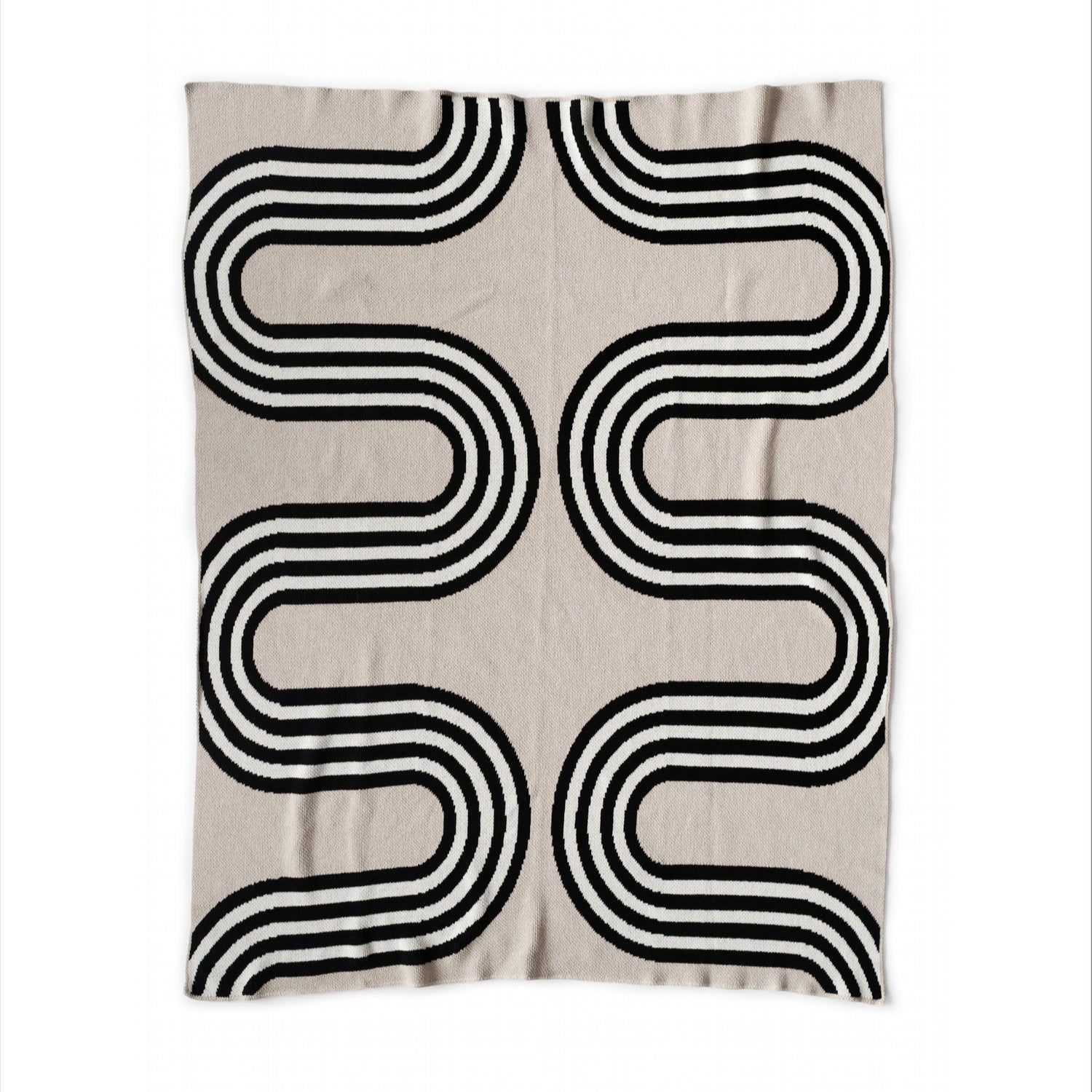 "78th St" Recycled Cotton Throw by Happy Habitat Blankets Happy Habitat Black/Linen