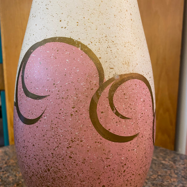 Ceramic Lamp with Pink and Gold Accent, C. 1950's ceramic lamp CANDID HOME   