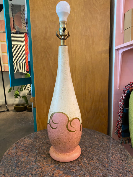 Ceramic Lamp with Pink and Gold Accent, C. 1950's ceramic lamp CANDID HOME   