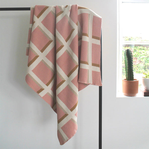 "Windowpane" Recycled Cotton Throw by Happy Habitat Throw Blankets Happy Habitat   