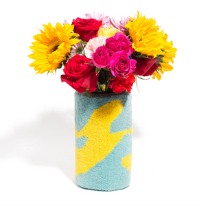 Keilir Tufted Vases by Ugly Rugly vase ugly rugly Sunshine: Yellow/Seafoam  