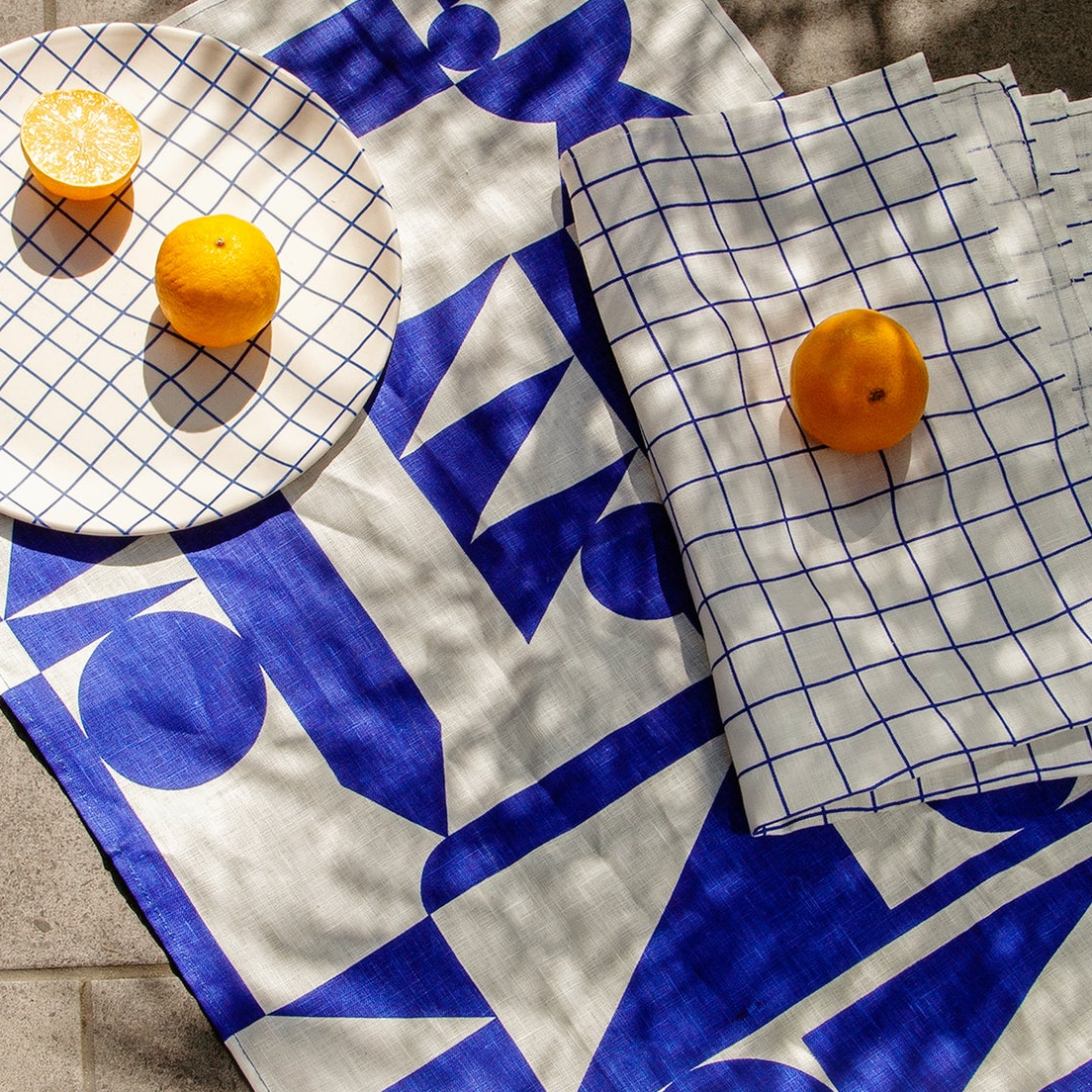 Poketo Linen Tea Towel Set in Blue tea towel POKETO   