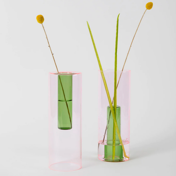 Reversible Large Glass Vase by Block Design vase BLOCK DESIGN Pink/Green  