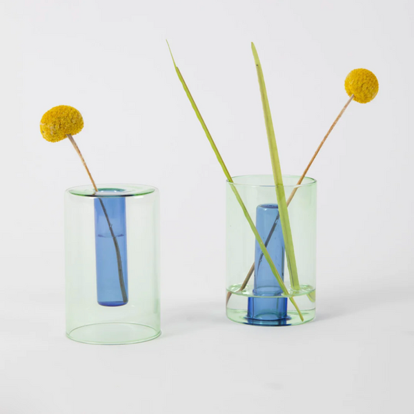 Reversible Small Glass Vase by Block Design vase CANDID HOME Green/Blue  