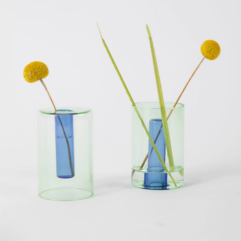 Reversible Small Glass Vase by Block Design vase CANDID HOME Green/Blue  