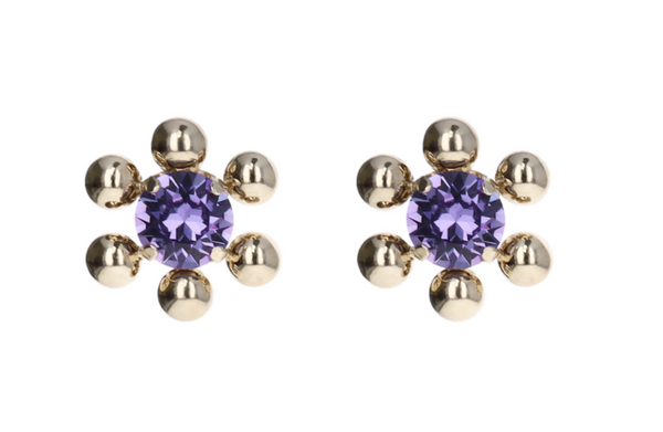 Sadie Earrings by Justine Clenquet Earrings Justine Clenquet Gold with Purple Crystals  