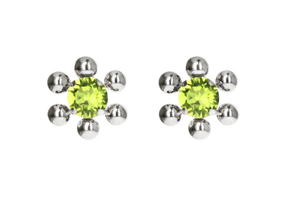 Sadie Earrings by Justine Clenquet Earrings Justine Clenquet Palladium with Green Crystals  