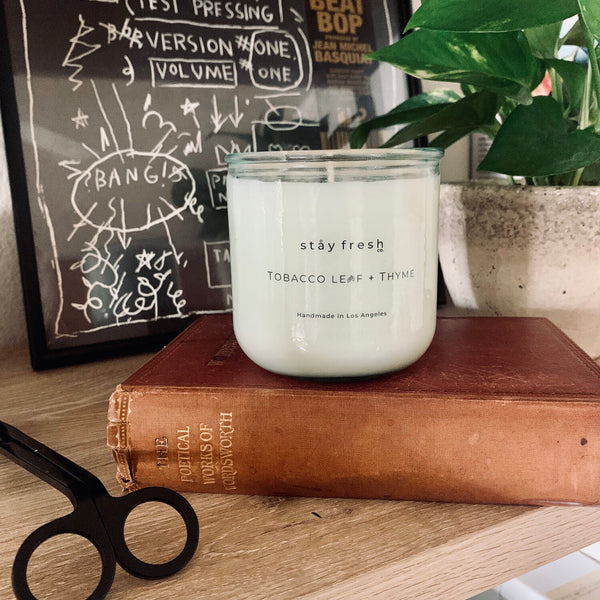 Stay Fresh Candles - 2 Sizes Available Candles stay fresh co 10 Oz. Tobacco Leaf + Thyme  