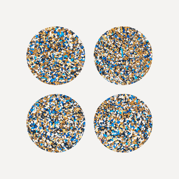 Speckled Round Cork Coaster by Yod and Co. - Set of 4 kitchen > Coasters > best housewarming gifts > good > housewarming gifts > house warming > housewarming gift ideas > housewarming gifts for couples > new home gift ideas > new home gifts > sustainable gifts yod and co Blue  