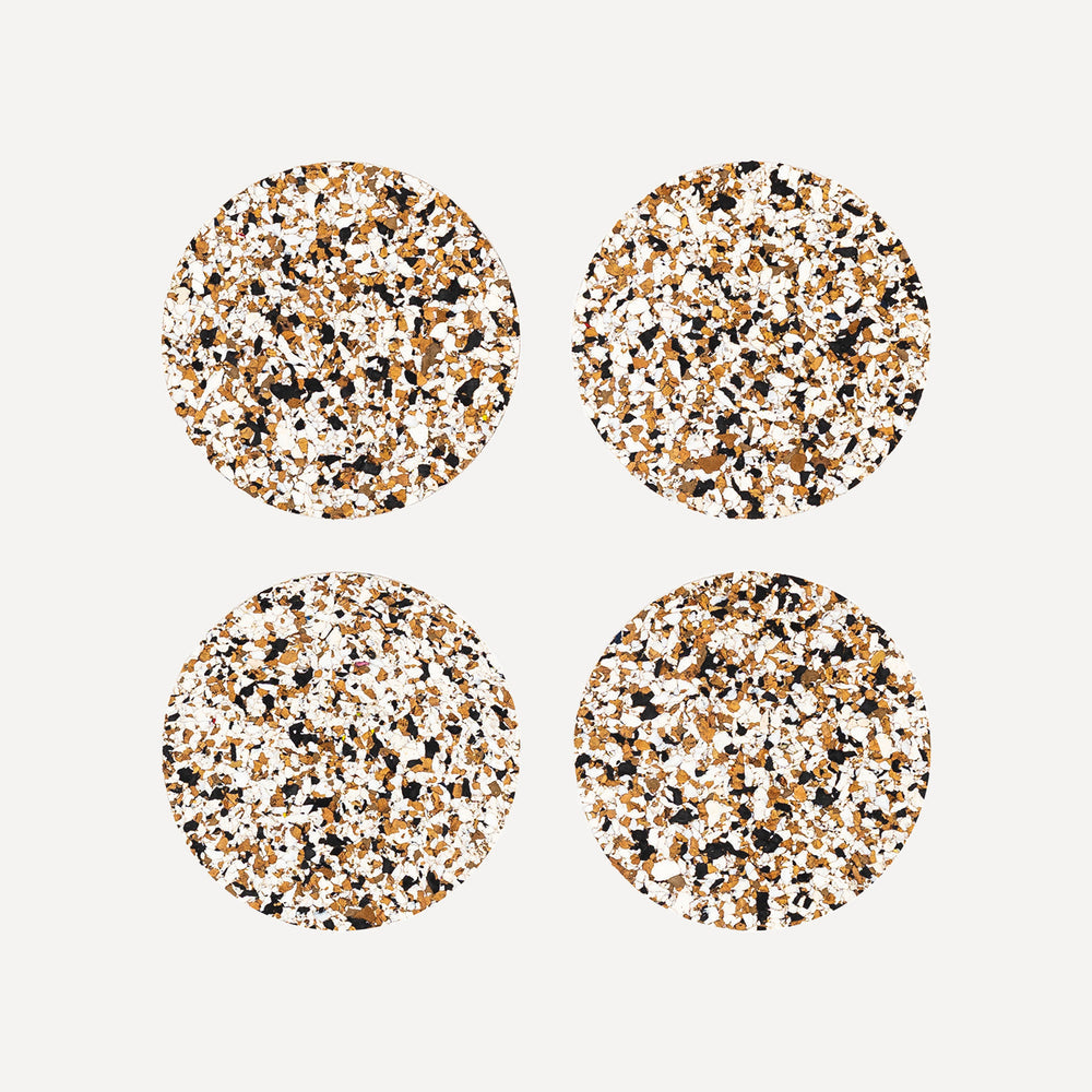 Speckled Round Cork Coaster by Yod and Co. - Set of 4 kitchen > Coasters > best housewarming gifts > good > housewarming gifts > house warming > housewarming gift ideas > housewarming gifts for couples > new home gift ideas > new home gifts > sustainable gifts yod and co Black  