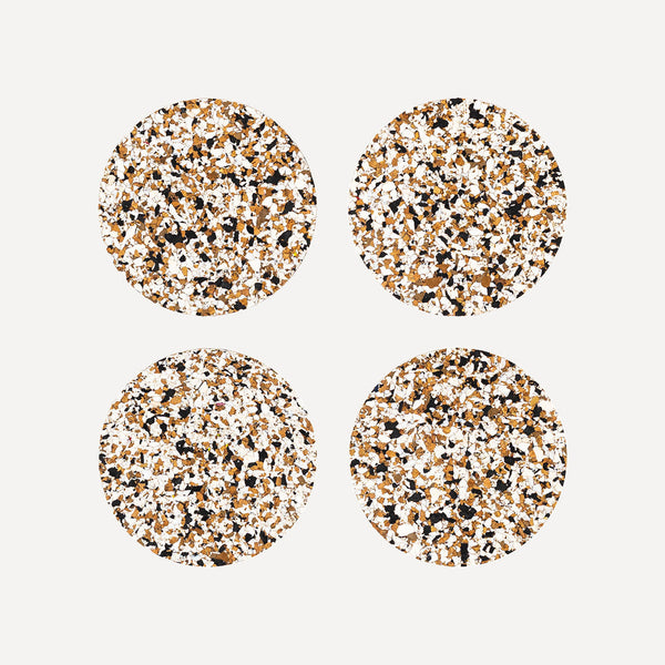 Speckled Round Cork Coaster by Yod and Co. - Set of 4 kitchen > Coasters > best housewarming gifts > good > housewarming gifts > house warming > housewarming gift ideas > housewarming gifts for couples > new home gift ideas > new home gifts > sustainable gifts yod and co Black  