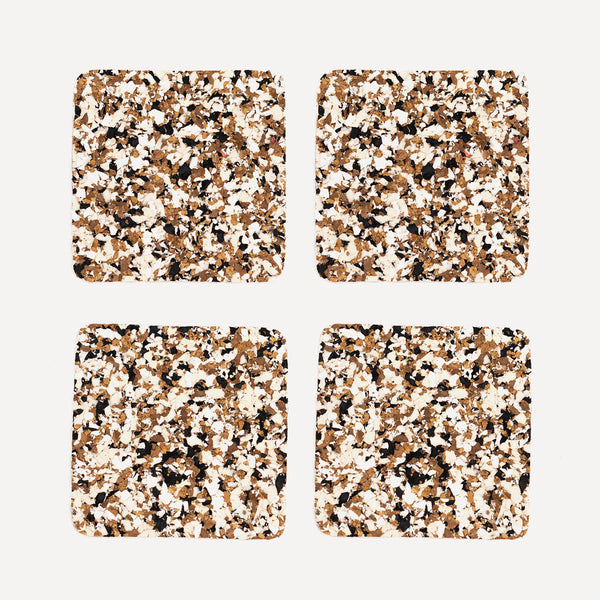 Speckled Square Cork Coaster by Yod and Co. - Set of 4 kitchen > Coasters > best housewarming gifts > good > housewarming gifts > house warming > housewarming gift ideas > housewarming gifts for couples > new home gift ideas > new home gifts > sustainable gifts yod and co Black  