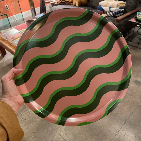 Elly Vvaller Birchwood Trays : 2nd Edition tray Elly valler large round pink and green  