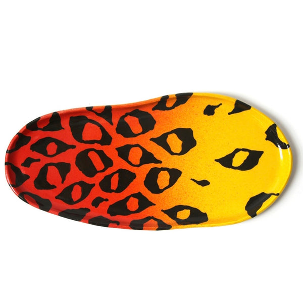 Hand Painted Ceramic Trays by Pink Door Store Decorative Trays Pink Door Store Large Leopard - Orange + Yellow  