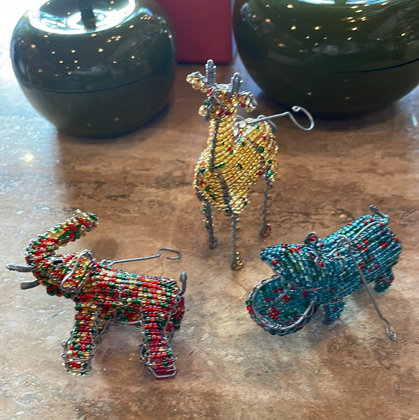 Godfrey’s African Animal Ornaments - Set of 3 Holiday Ornaments thumbprint artifacts   