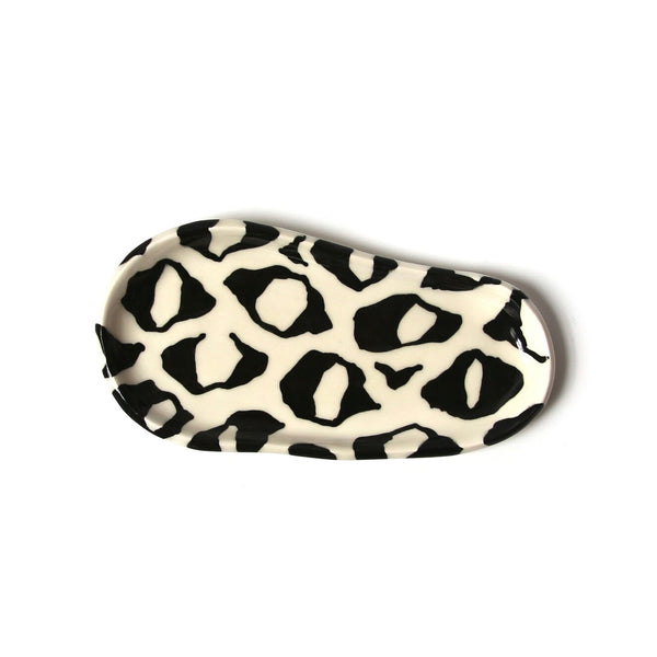 Hand Painted Ceramic Trays by Pink Door Store Decorative Trays Pink Door Store Medium Leopard - Black + White  