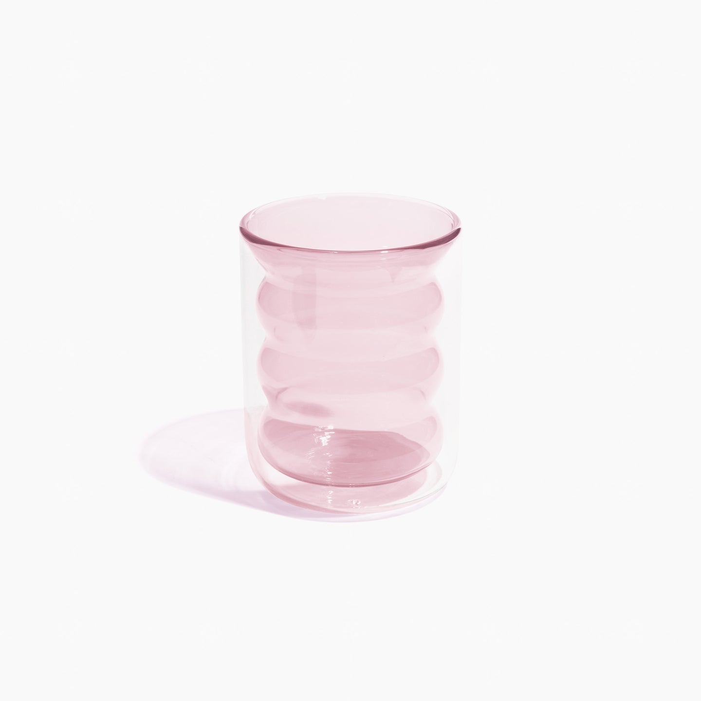 Double Wall Groovy Cup by Poketo glassware POKETO Pink  