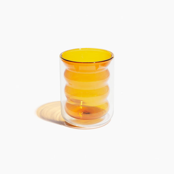 Double Wall Groovy Cup by Poketo glassware POKETO Amber  