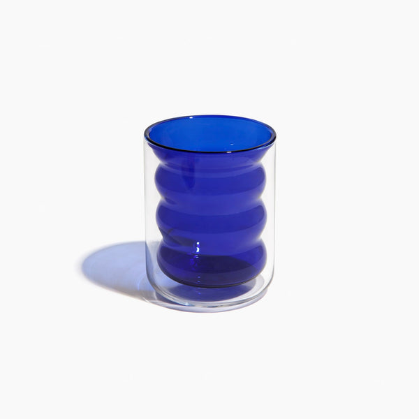 Double Wall Groovy Cup by Poketo glassware POKETO Blue  
