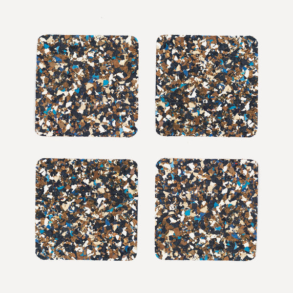 Speckled Square Cork Coaster by Yod and Co. - Set of 4 kitchen > Coasters > best housewarming gifts > good > housewarming gifts > house warming > housewarming gift ideas > housewarming gifts for couples > new home gift ideas > new home gifts > sustainable gifts yod and co Blue  