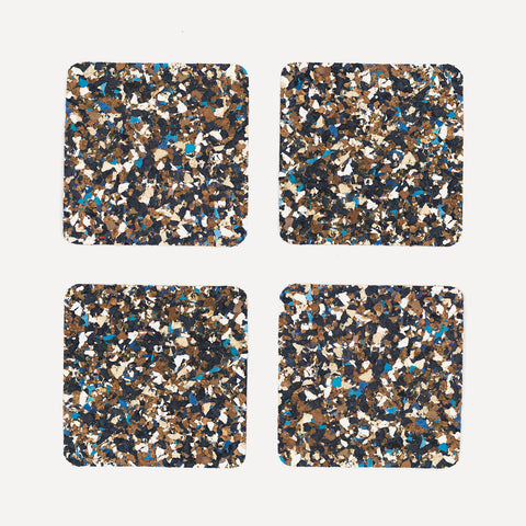 Speckled Square Cork Coaster by Yod and Co. - Set of 4 kitchen > Coasters > best housewarming gifts > good > housewarming gifts > house warming > housewarming gift ideas > housewarming gifts for couples > new home gift ideas > new home gifts > sustainable gifts yod and co Blue  
