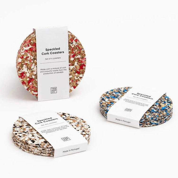 Speckled Round Cork Coaster by Yod and Co. - Set of 4 kitchen > Coasters > best housewarming gifts > good > housewarming gifts > house warming > housewarming gift ideas > housewarming gifts for couples > new home gift ideas > new home gifts > sustainable gifts yod and co   