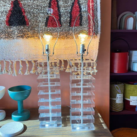 1970’s Lucite Table Lamps - One Available  CANDID HOME   